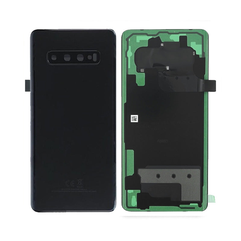 SAMSUNG S10PLUS BACK GLASS PRISM BLACK WITH CAMERA LENS (AFTERMARKET PREMIUM)