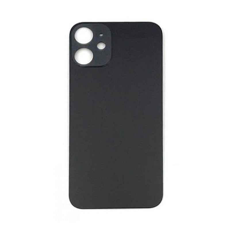 Back Glass Black No Logo with Pre-Installed 3M Adhesive for iPhone 12 (Aftermarket Premium)