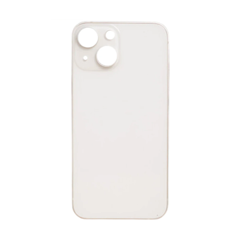 Back Glass White No Logo With Pre-Installed 3M Adhesive For iPhone 13 (Aftermarket Premium)