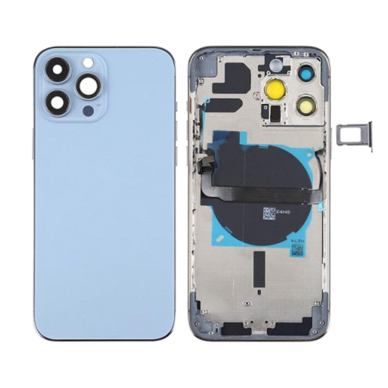 Back Housing With Power Flex Blue No Logo For iPhone 13Pro (Best Aftermarket)