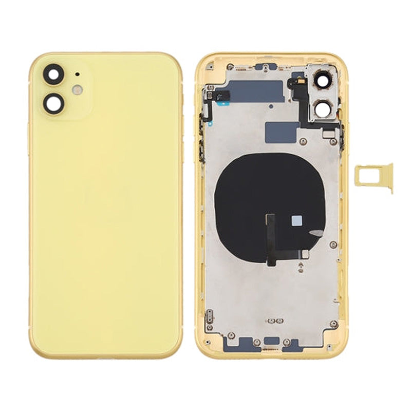 Back Housing With Power Flex Yellow No Logo For iPhone 11 (Best Aftermarket)